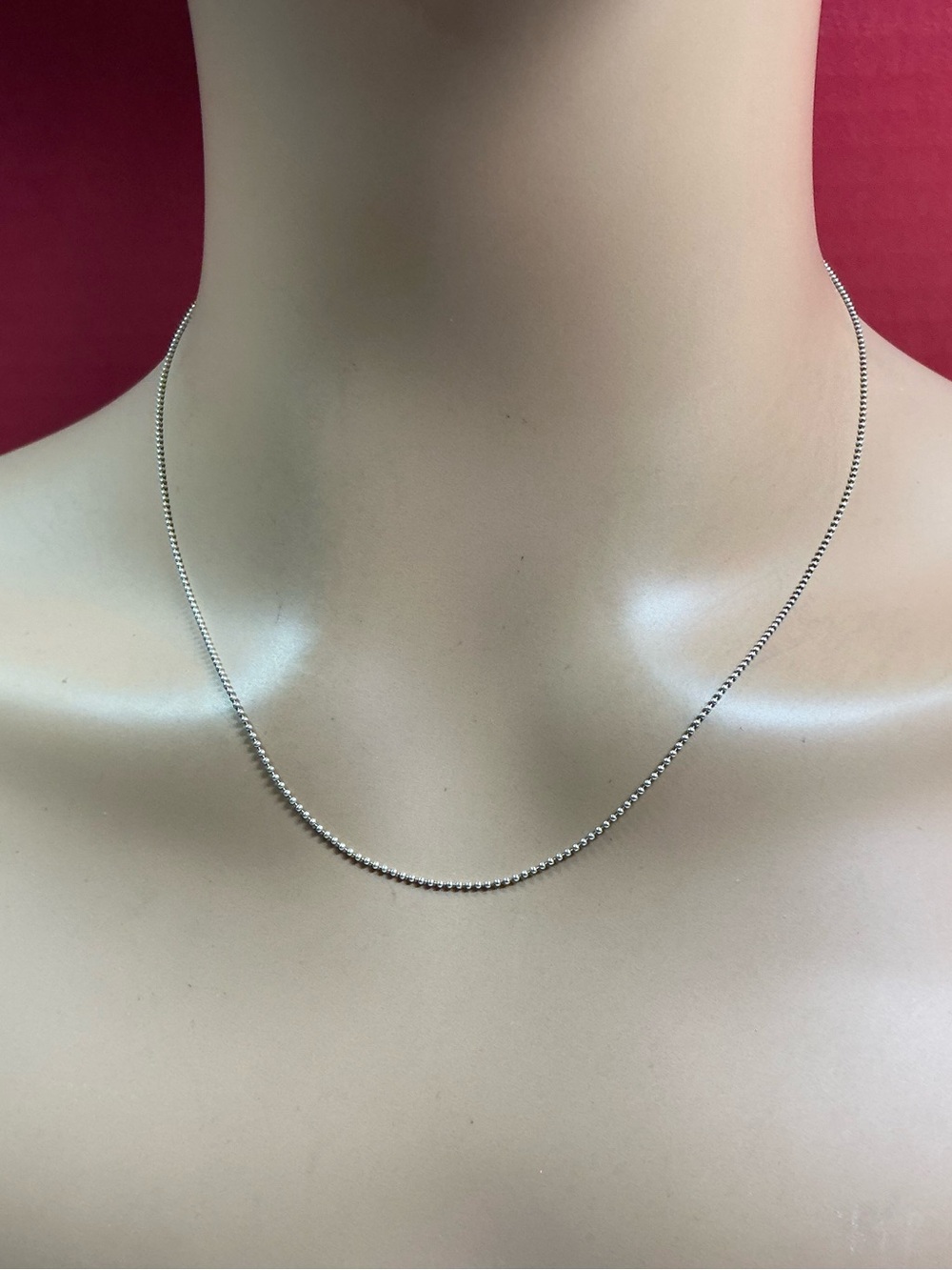 Classic Sterling Silver Petite Bead Chain Necklace in Silver